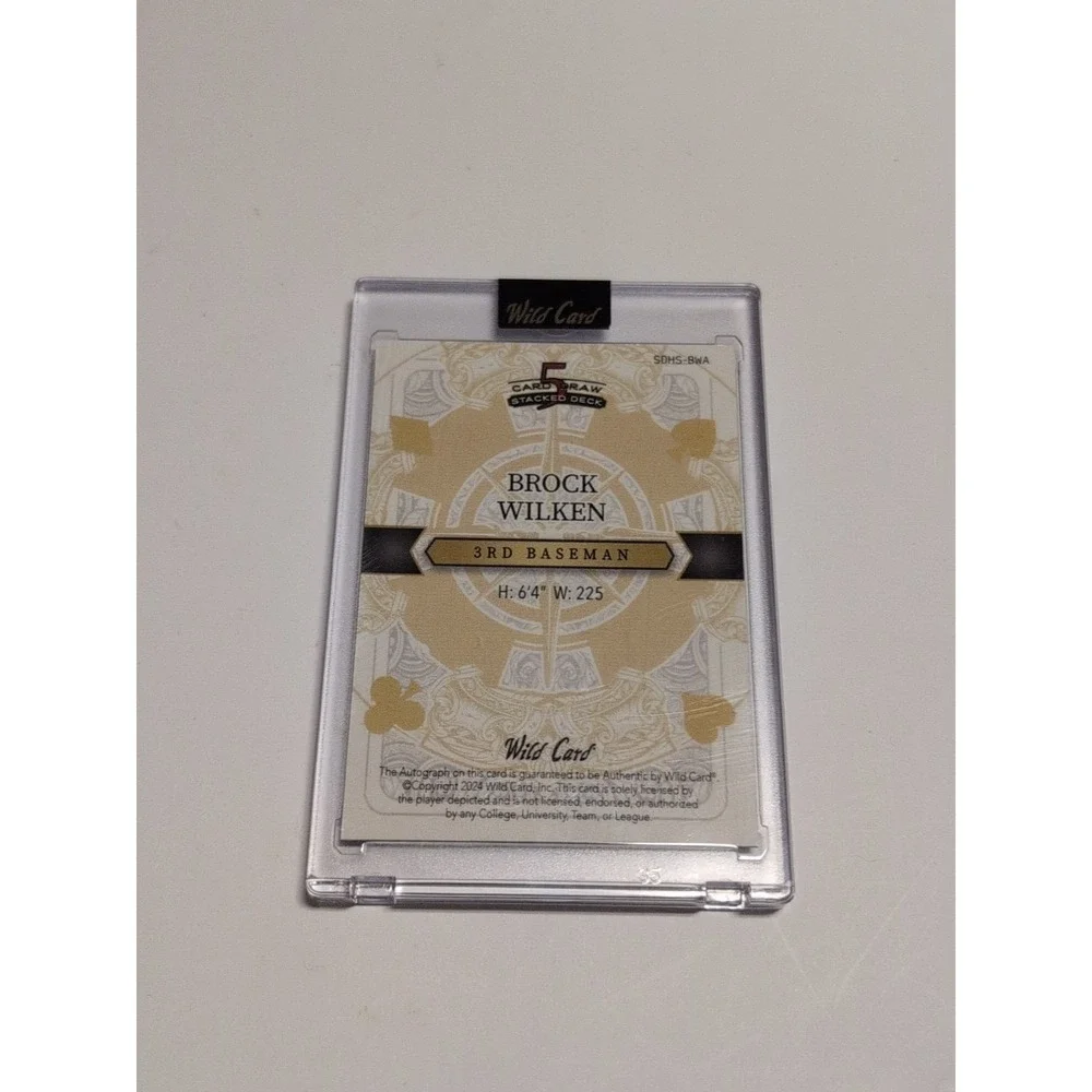 2024 Wild‎ Card 5 Card Draw Brock Wilken SDHS-BWA Auto #d 1/1 PRC Encased